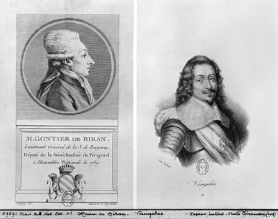 Portret van Marie Francois Gontier de Biran bekend als Maine de Biran (1766-1824), Portret van Claude Favre de Vaugelas (1585-1650) gegraveerd door Francois Seraphin Delpech (1778-1825) en Massard (19e eeuw) door Adrien Pierre Francois Godefroy